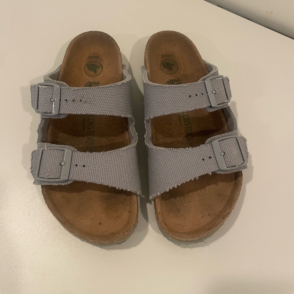 Birkenstock Kids Light Gray Double-Strap Slide Sandals Size 31